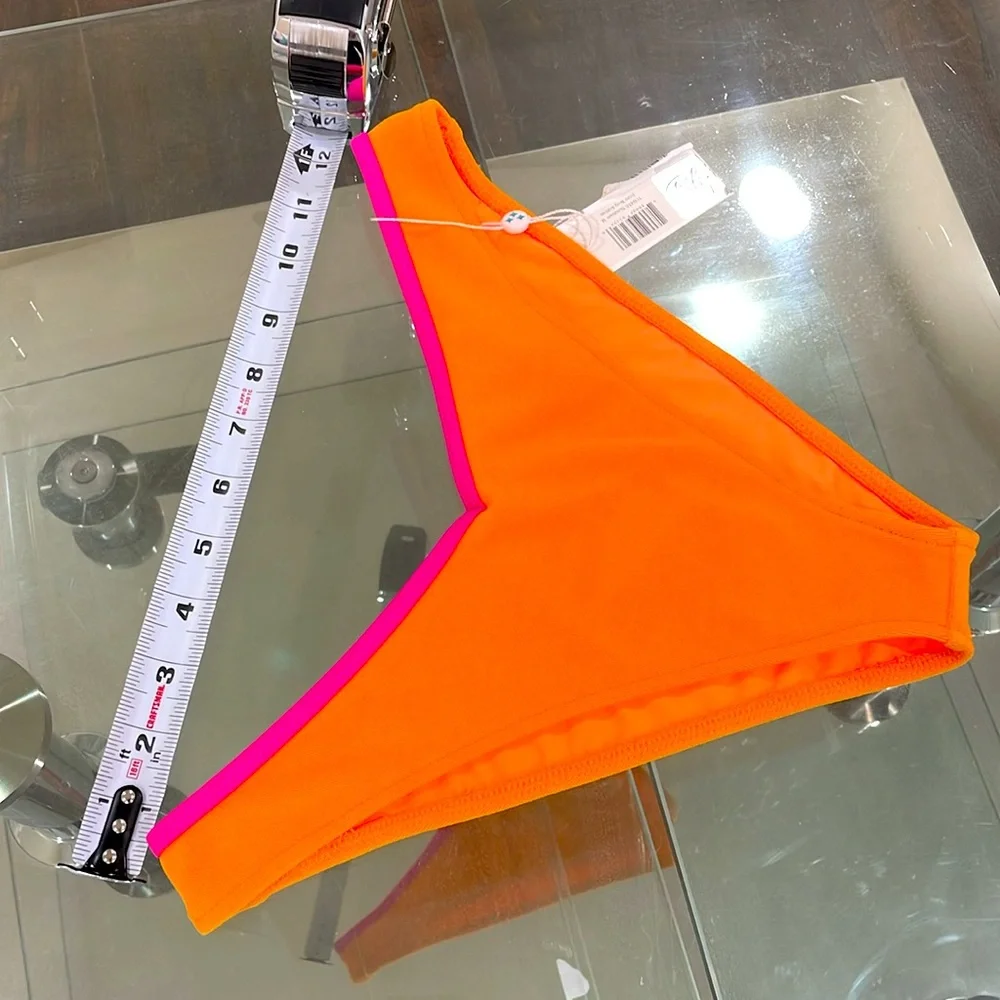 Frankie’s V orange hot pink trim high leg low rise sexy authentic M sundown Enzo